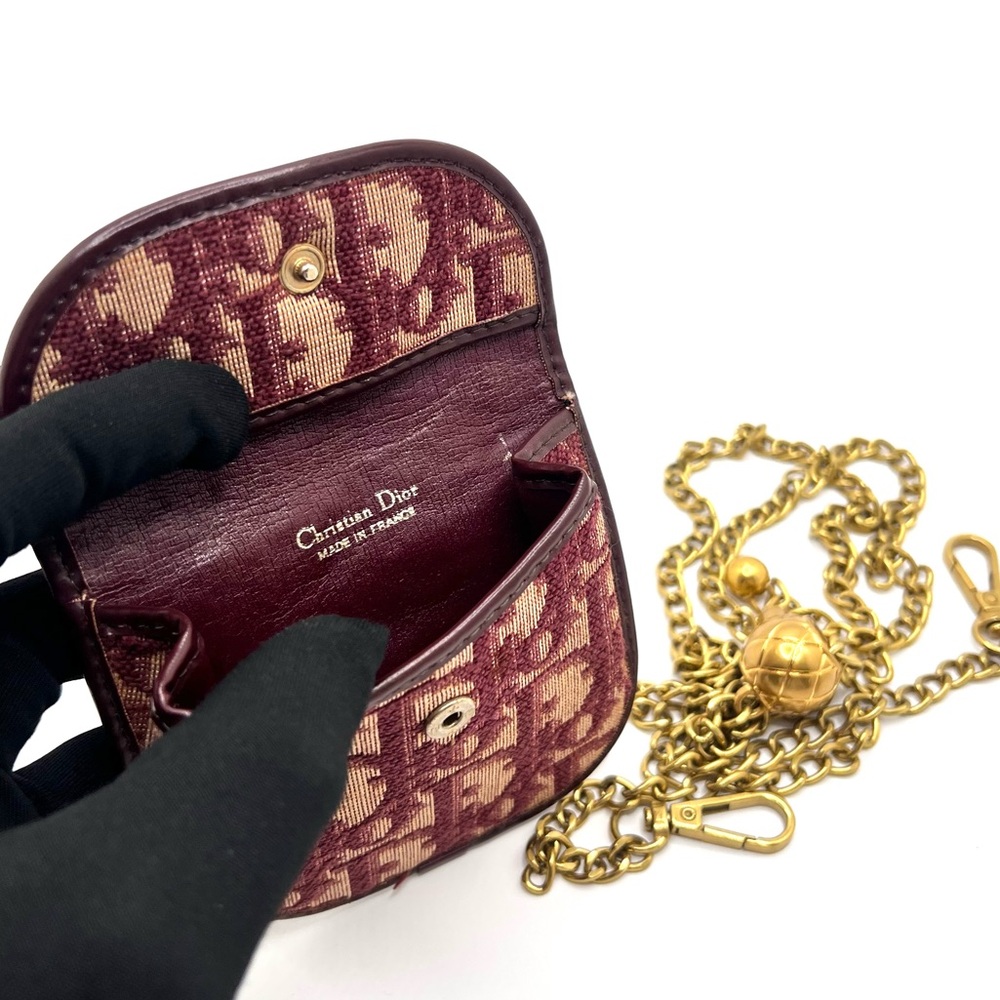 Authentic Dior 30 Montaigne Red Trotter Cloth Leather Mini Wallet to Crossbody - Picture 7 of 9